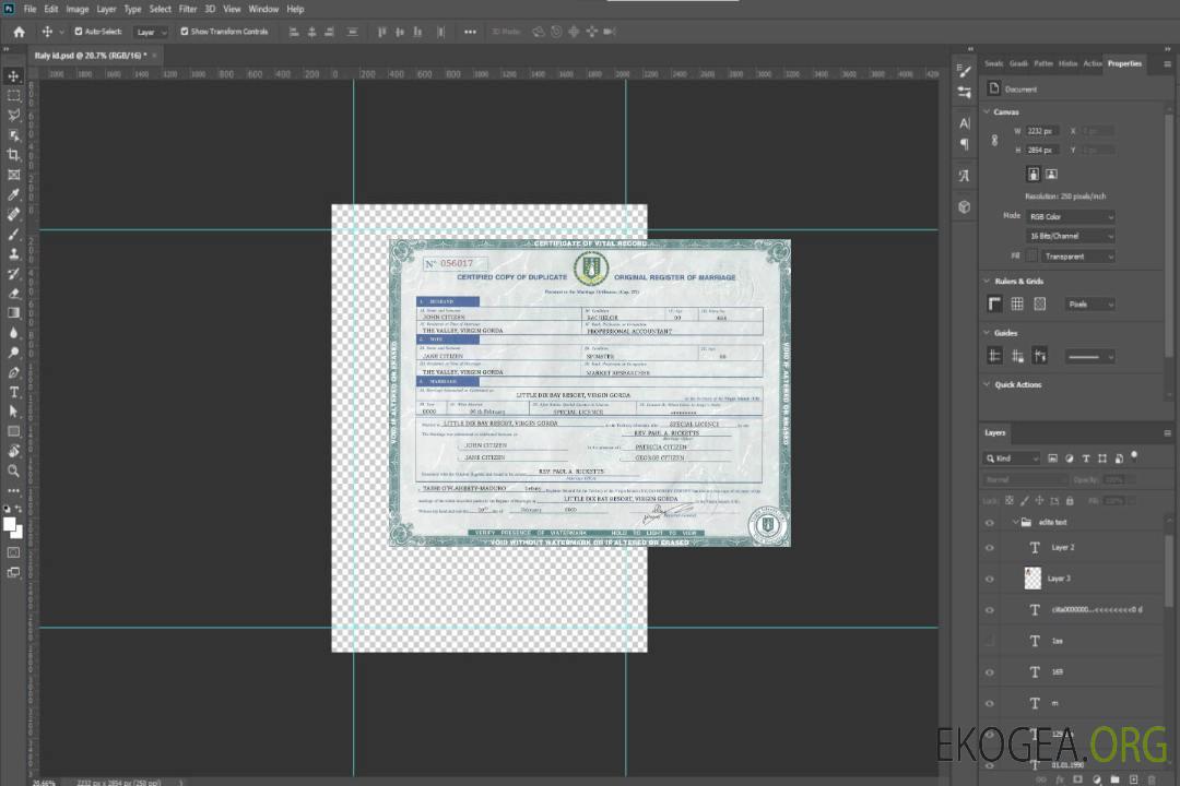 Modèle de certificat de mariage des îles Vierges britanniques au format PSD template